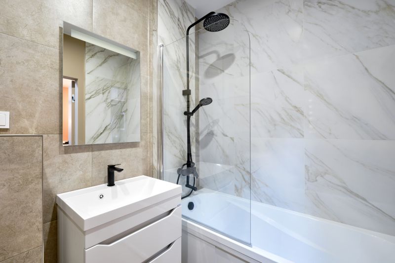 Stylish Shower and Vanity Area